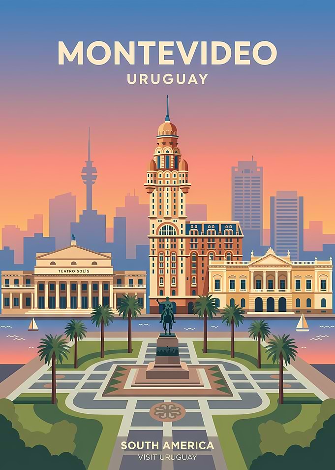 Montevideo Travel Poster