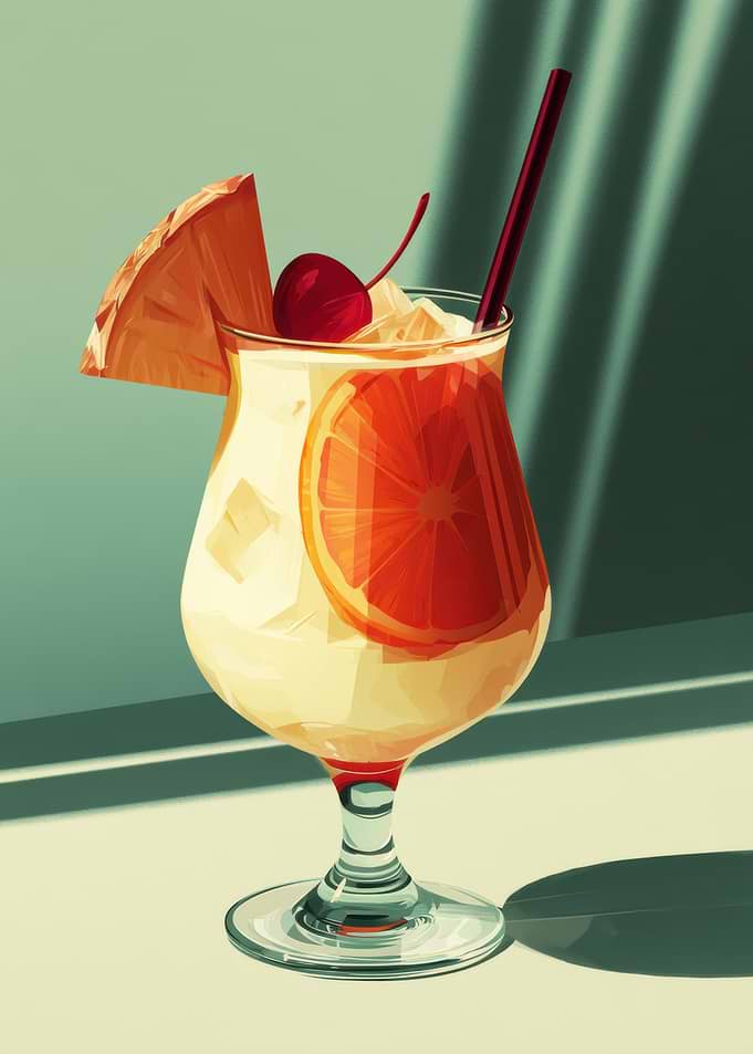 Tropical Cocktail with Fruit Garnish