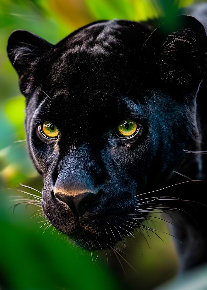 Jungle Black Panther Piercing Green Eyes