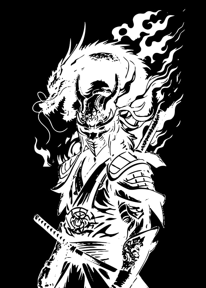 Samurai Warrior with Dragon