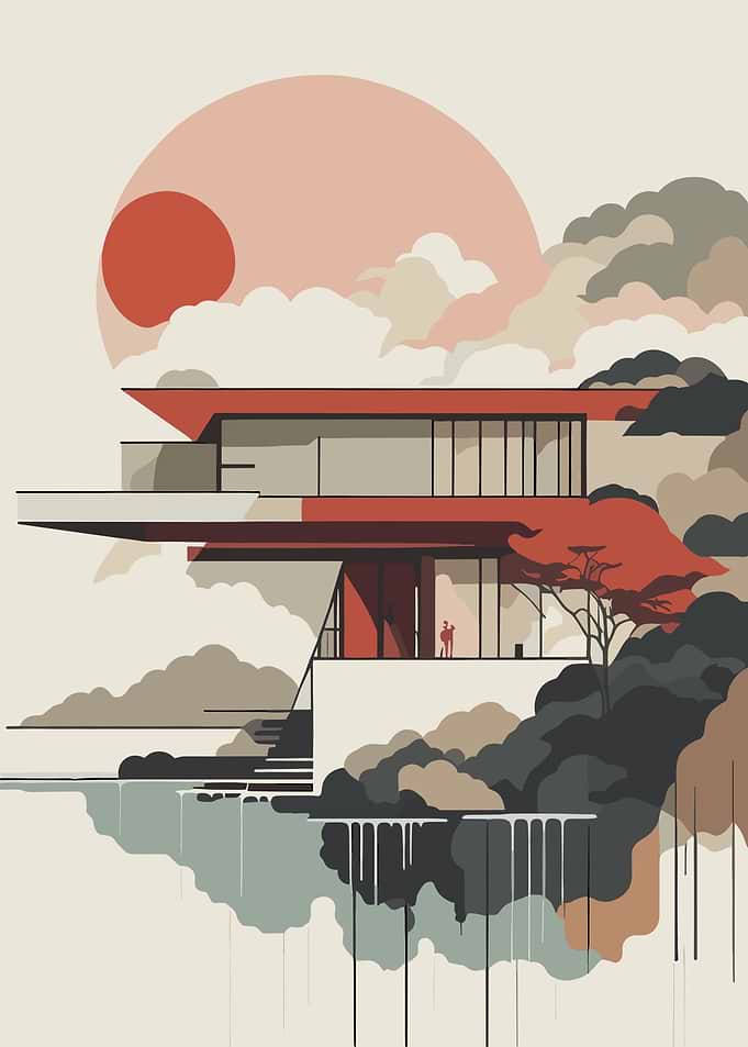 Modern house by the water