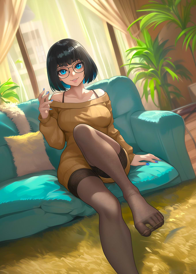 Anime girl in cozy sweater
