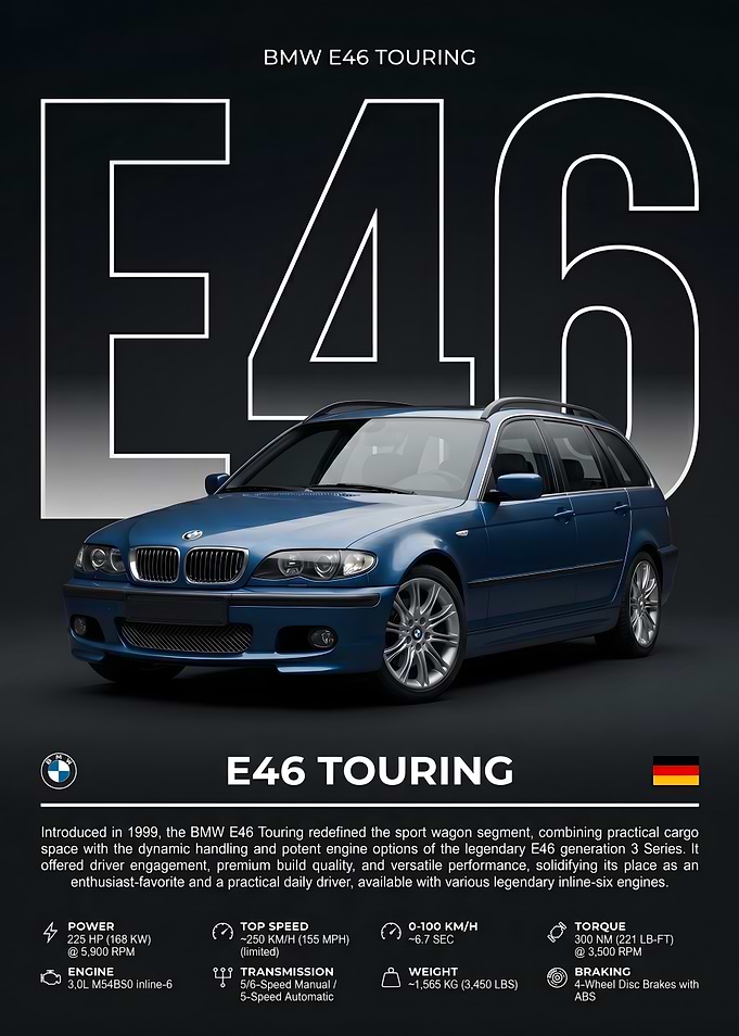 BMW E46 Touring Poster