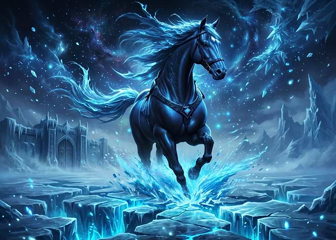 Ice Horse in Cosmic Landscape