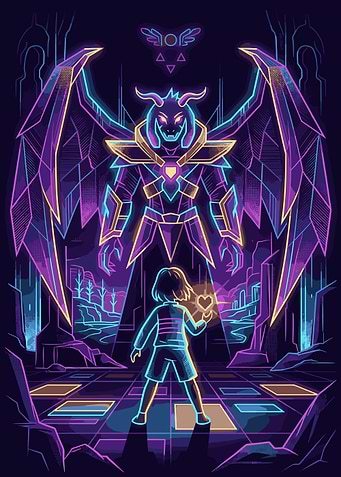 Undertale Asriel vs Frisk Neon Art