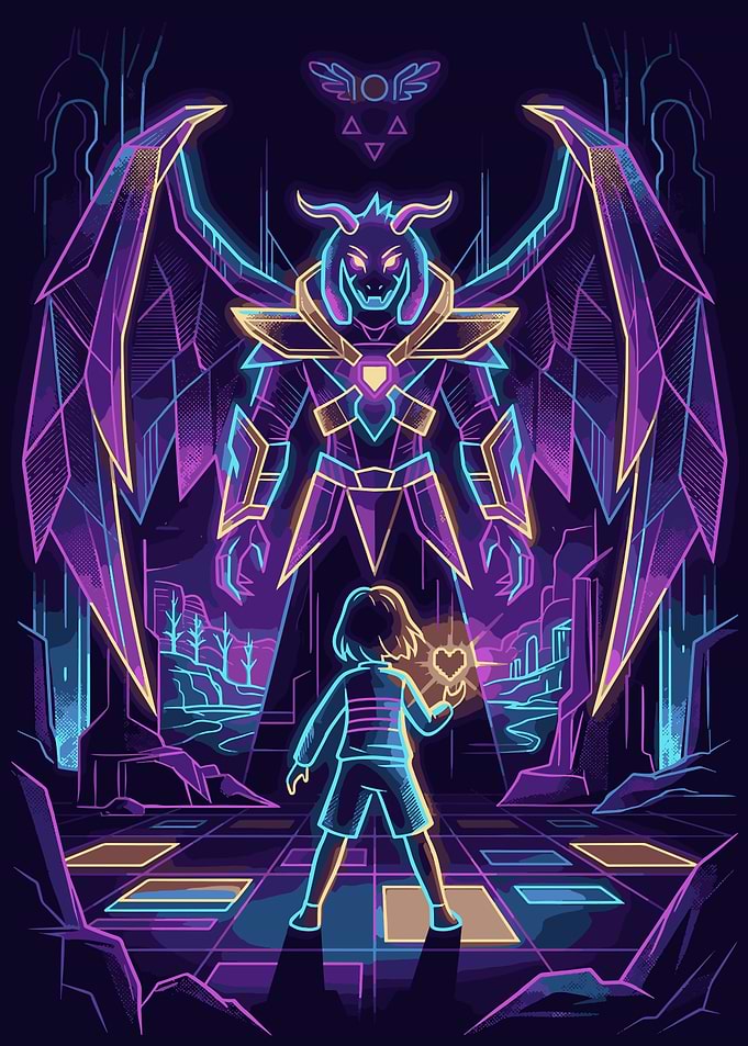 Undertale Asriel vs Frisk Neon Art