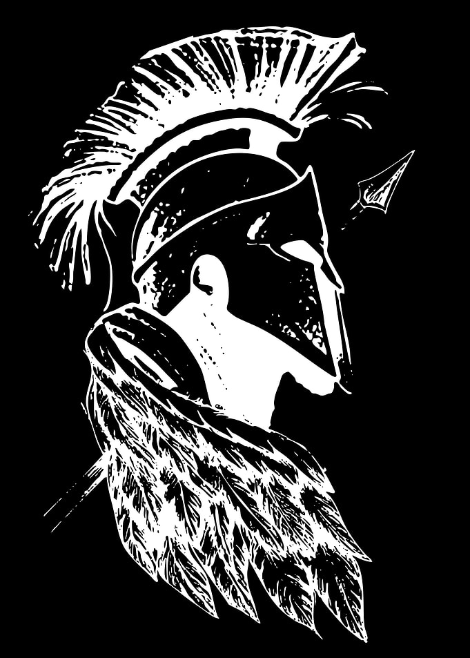 Spartan Warrior Helmet and Feathered Cape