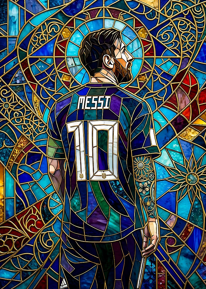Lionel Messi Stained Glass Art