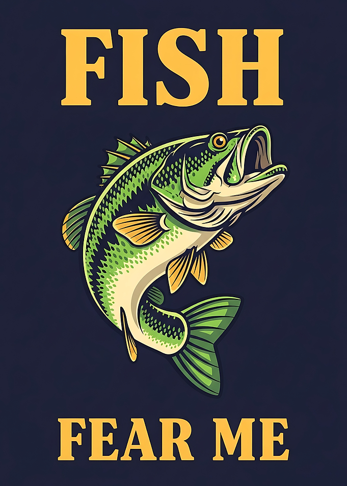 Funny Fisherman Fish Fear Me Bass Fishing Poster, Framed Fishing Wall Art