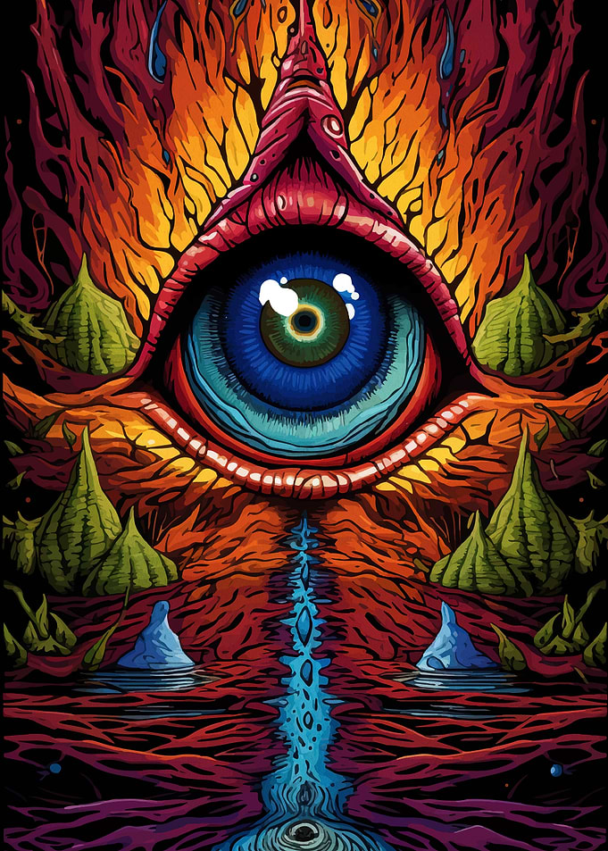Psychedelic All-Seeing Eye Landscape