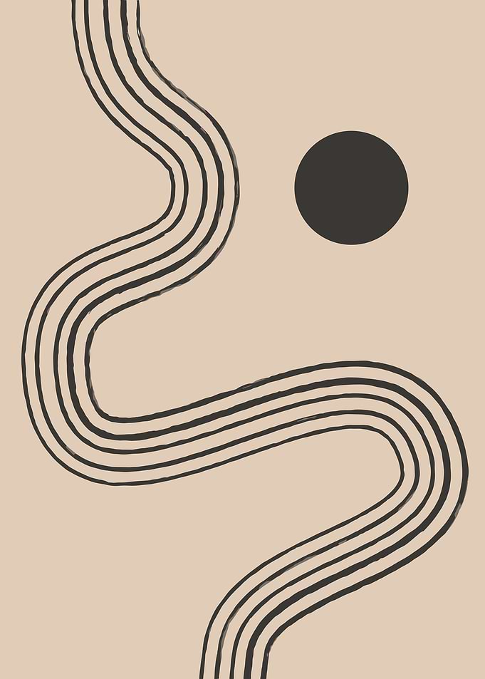 Abstract Wavy Lines and Circle