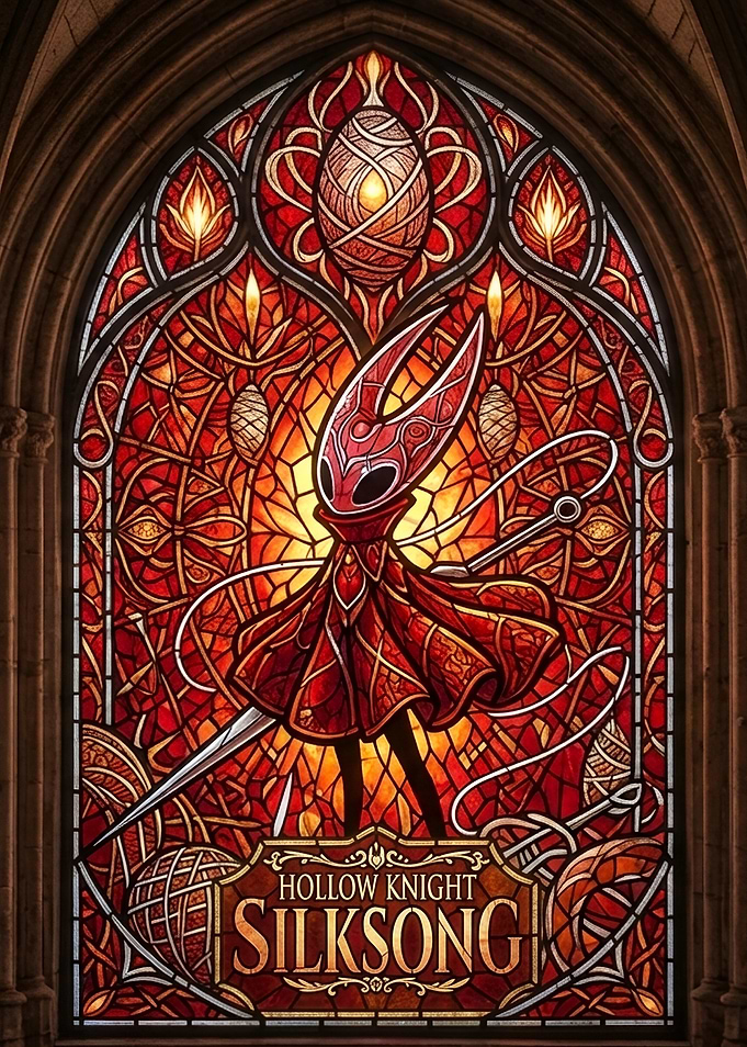 Hollow Knight Silksong Stained Glass Art