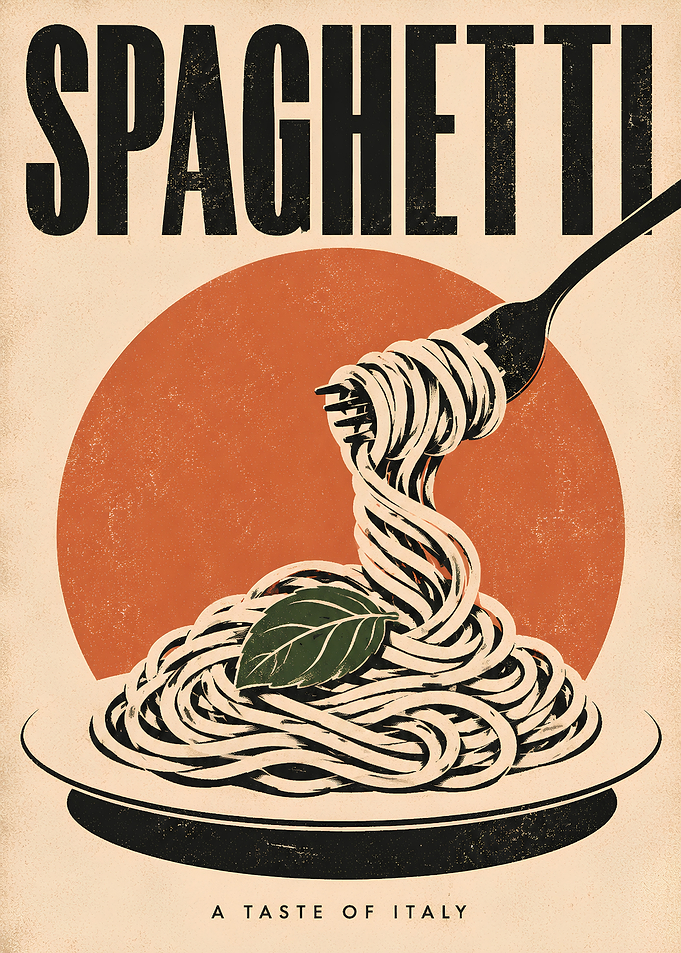 Vintage Spaghetti Italian Food Poster