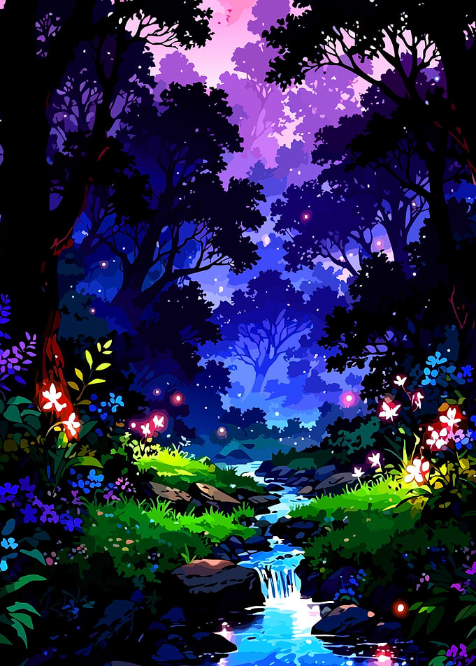Enchanted Forest Stream at Twilight