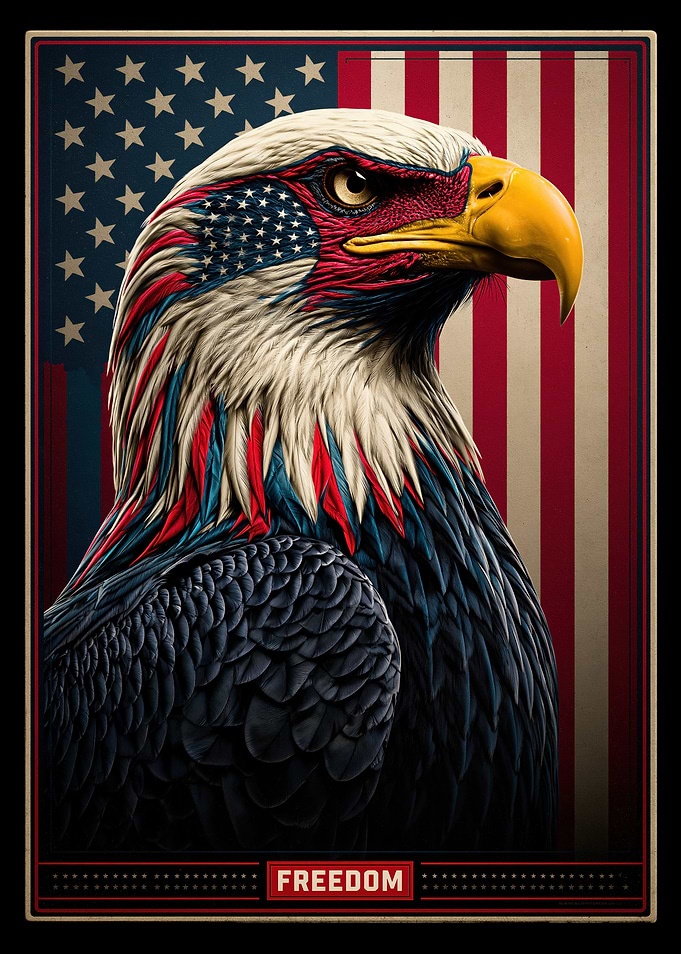 Patriotic Eagle with American Flag