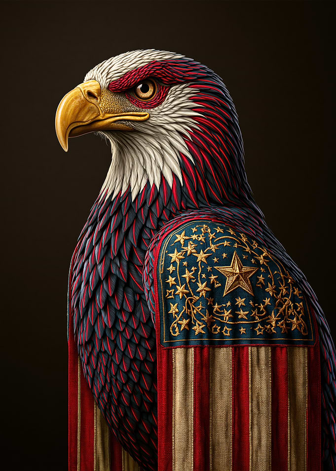 Patriotic Eagle with American Flag Design