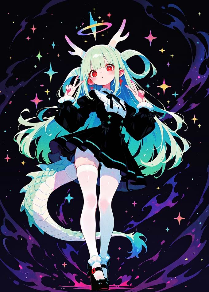 Anime Dragon Girl in Space
