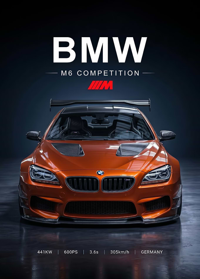 sleek BMW M6 Competition Car poster