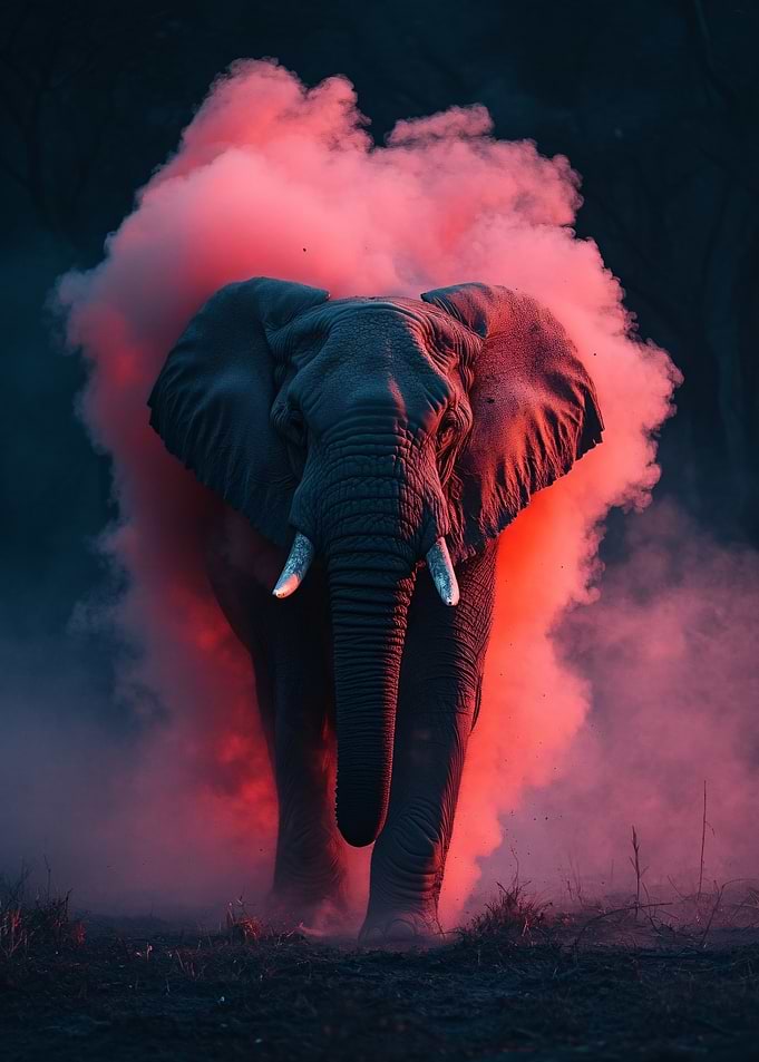 Elephant in Red Smoke