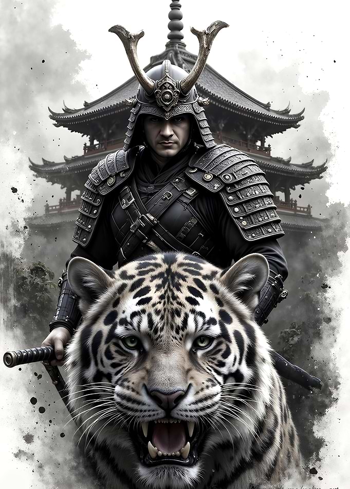 Samurai Warrior Riding a Tiger