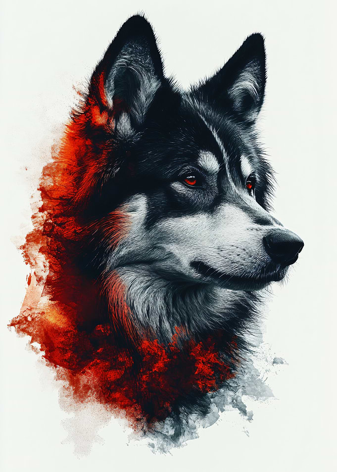 Fiery Wolf Portrait
