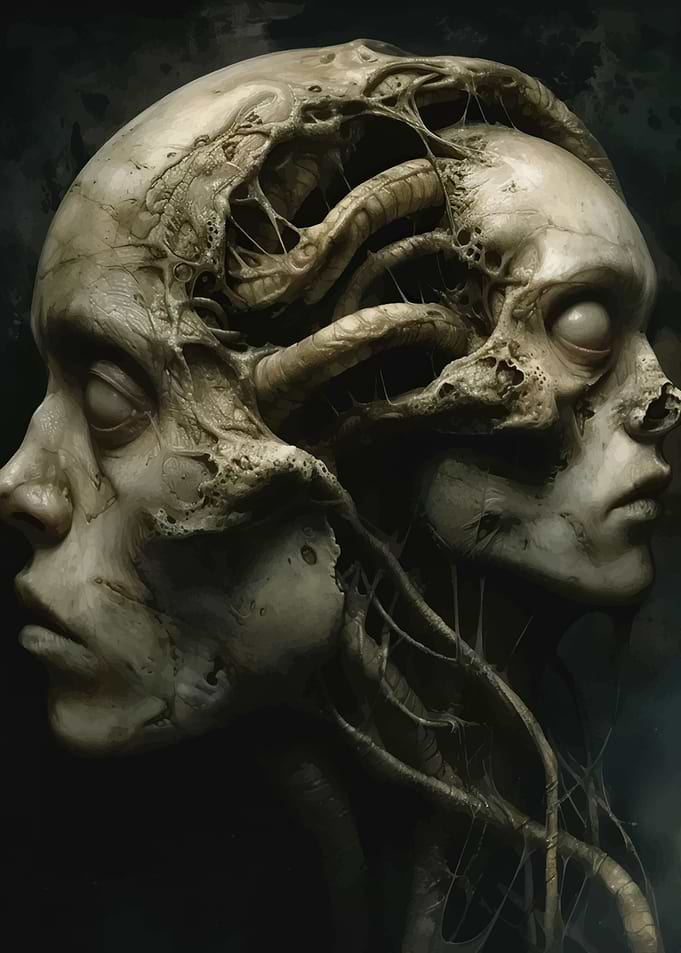 Surreal Fused Humanoid Heads