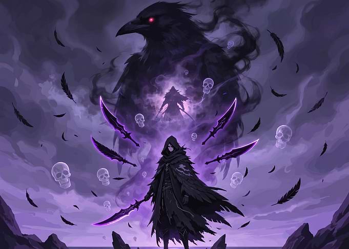 Dark Fantasy Crow and Warrior