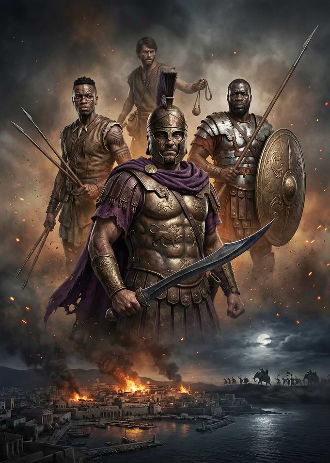 Ancient Warriors and Burning City