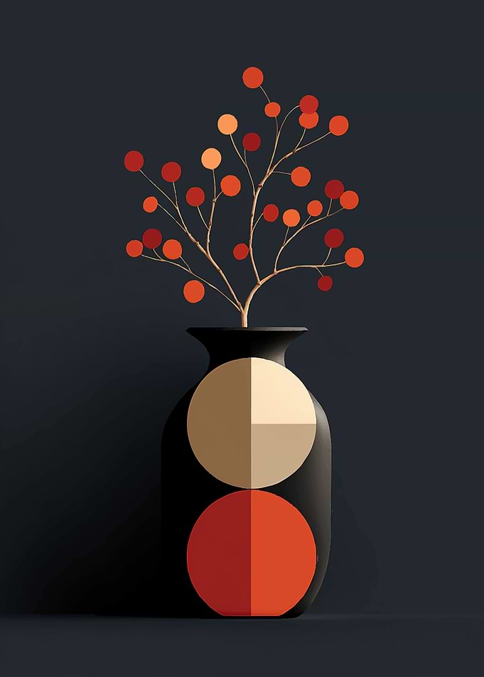 Minimalist Vase with Berries