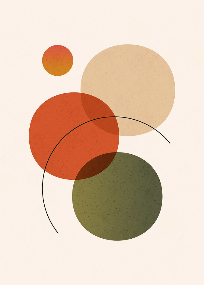 Mid-Century Circles - Minimalist Bauhaus Geometric Art