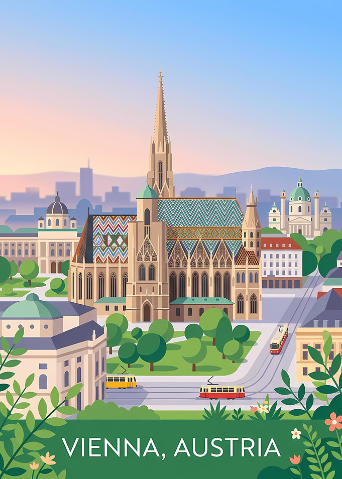 Vienna, Austria Cityscape Illustration