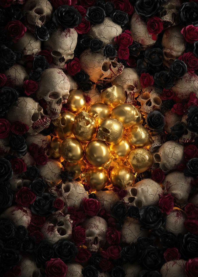 Golden Skulls and Roses