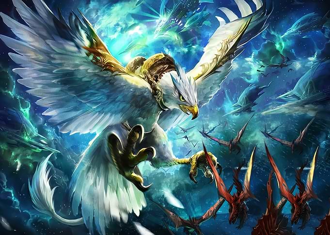 Epic Griffin Battle in a Mystical Sky