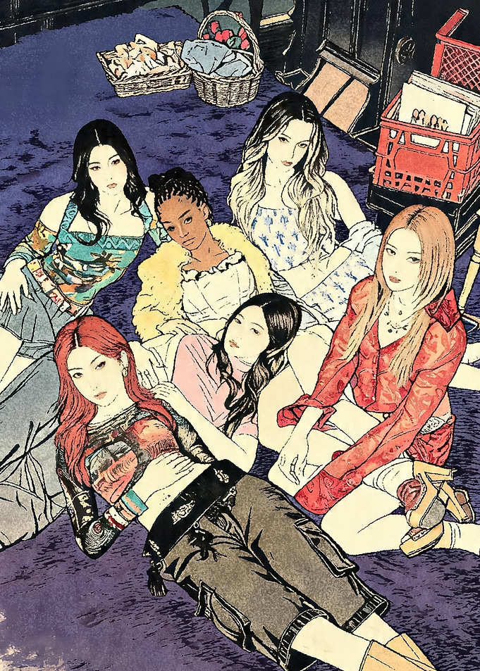 Group of young women lounging