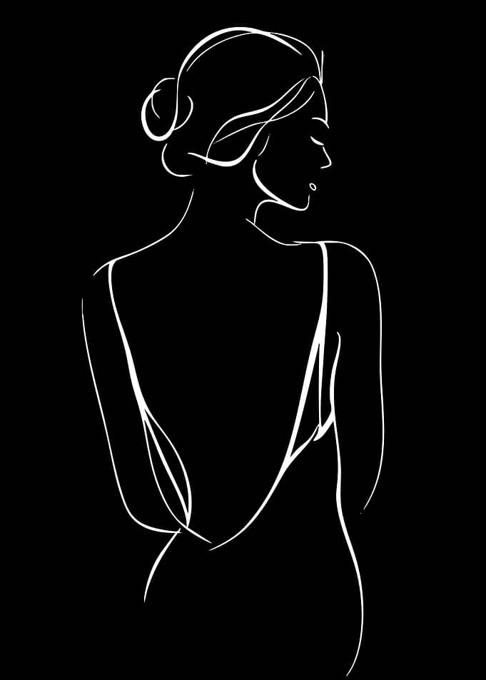 Elegant Woman's Back Line Art