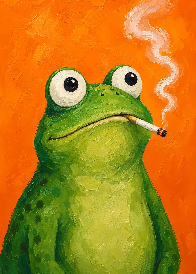 Frog Smoking a Cigarette