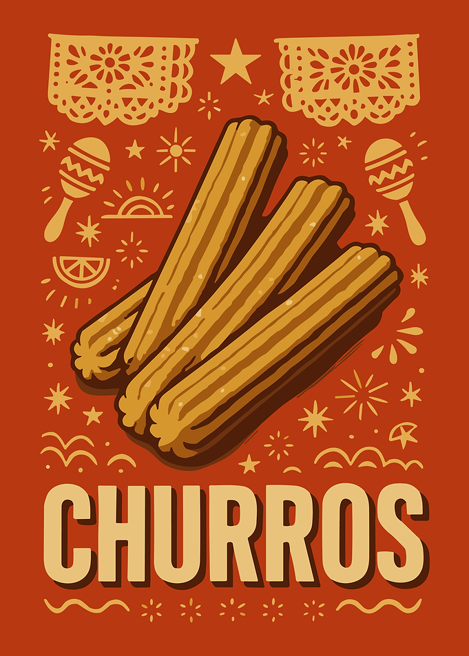 Churros Mexican Food Poster Festive Dessert Kitchen Wall Art