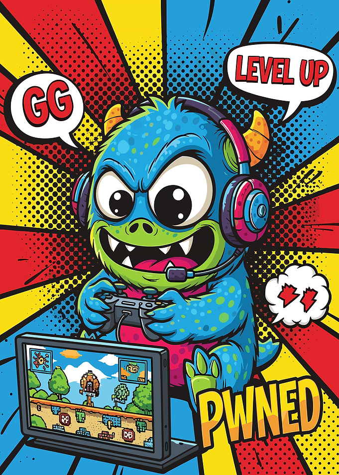 Monster Gamer Playing Video Games