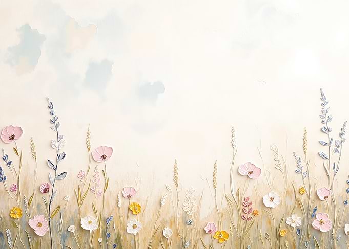 Textured Floral Meadow Painting