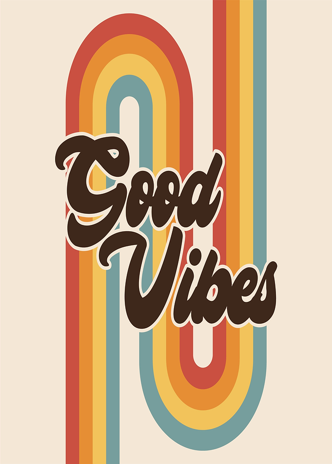 Retro Good Vibes Rainbow Stripes