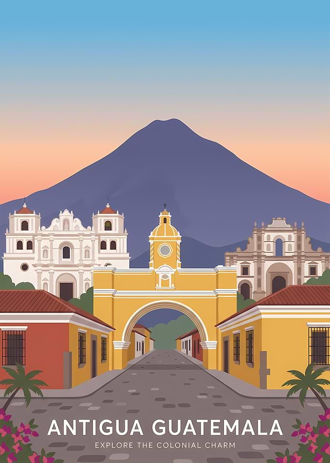 Antigua Guatemala Travel Poster