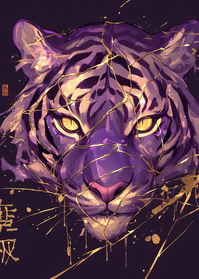 Purple Tiger with Gold Kintsugi