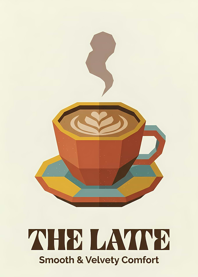 Mid-Century Coffee Cup Retro Cafe Aesthetic