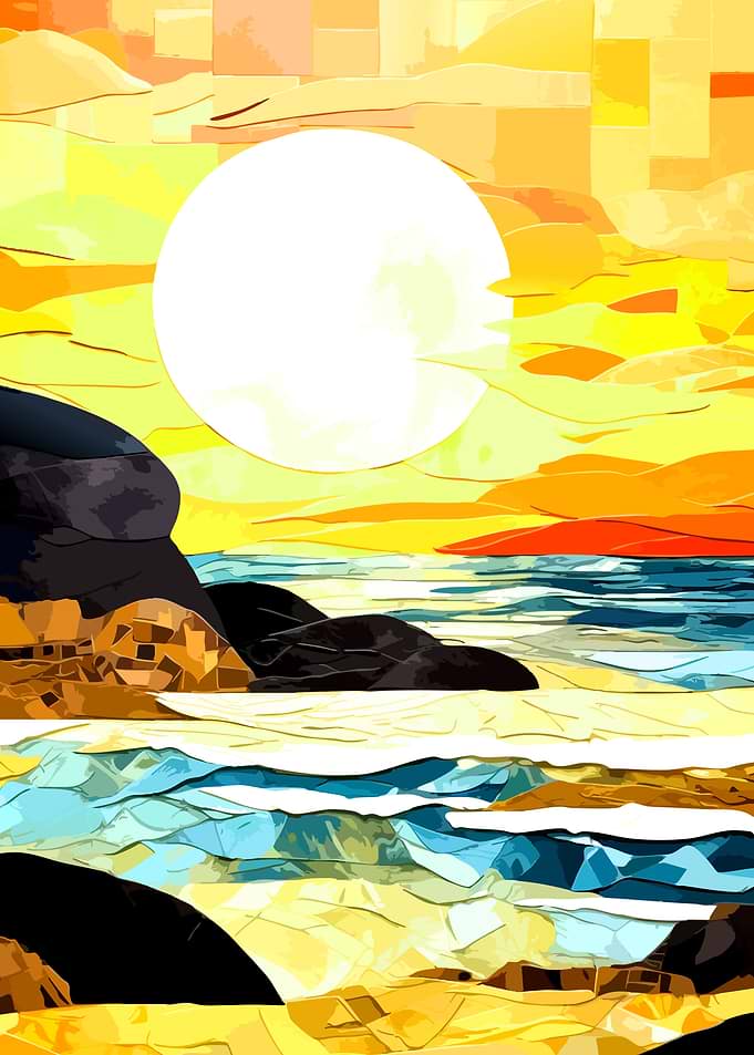 Abstract Sunset Beach Landscape