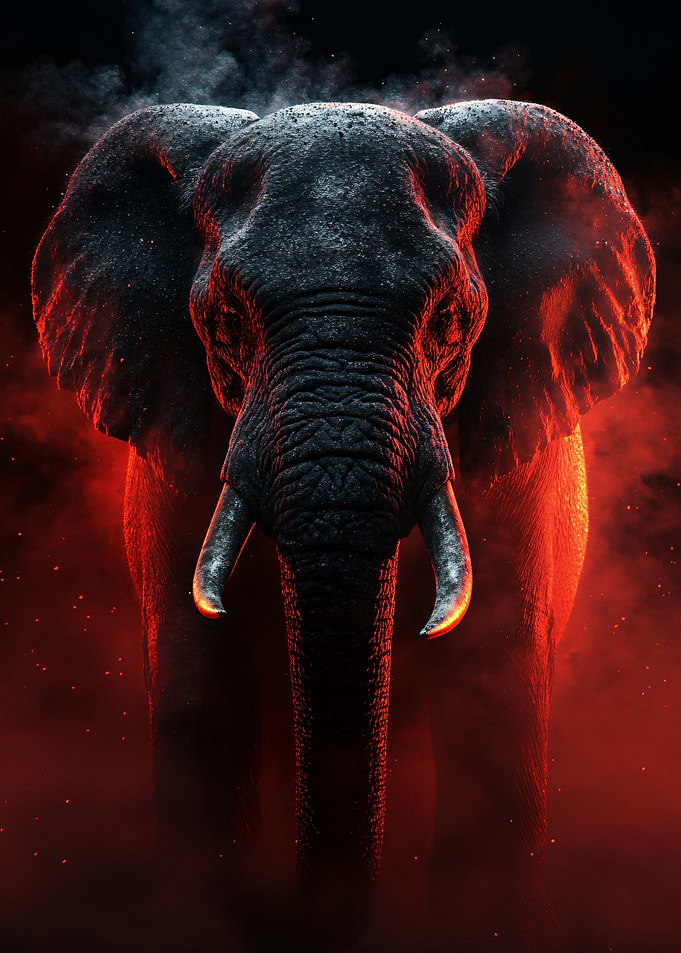 Fiery Elephant Portrait