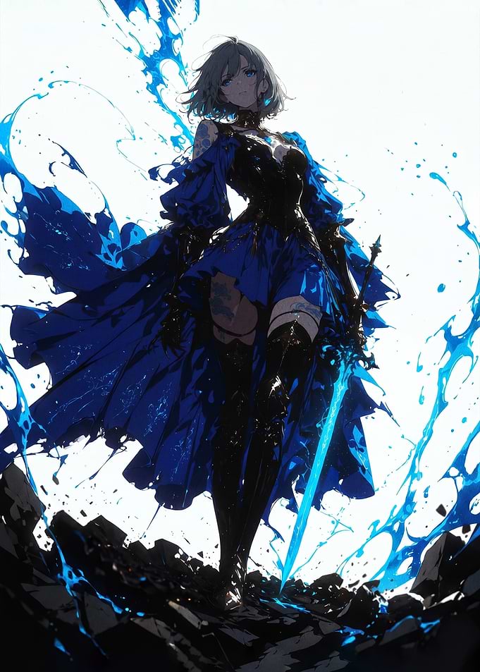 Anime warrior with glowing sword