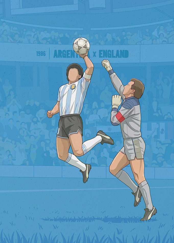 Brazil vs Argentina 1986 World Cup Retro Art