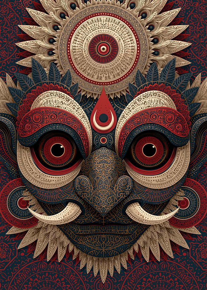 Intricate Tribal Mask with Mandala Elements