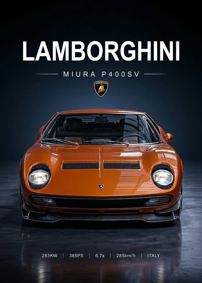 sleek Lamborghini Miura P400SV Poster