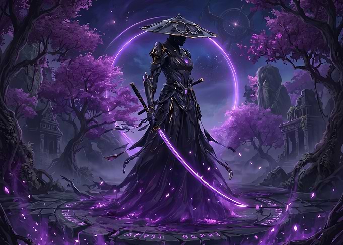 Mysterious Samurai Warrior with Glowing Katana
